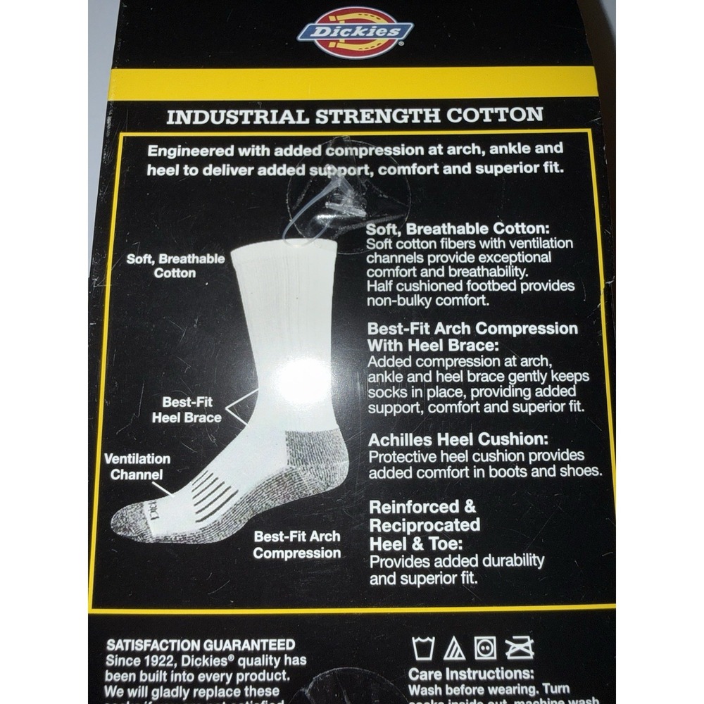 Dickies Men 3 Pack Socks 6-12 Crew Work Black Gray Heavy Duty Cotton Utility NWT - Picture 8 of 9